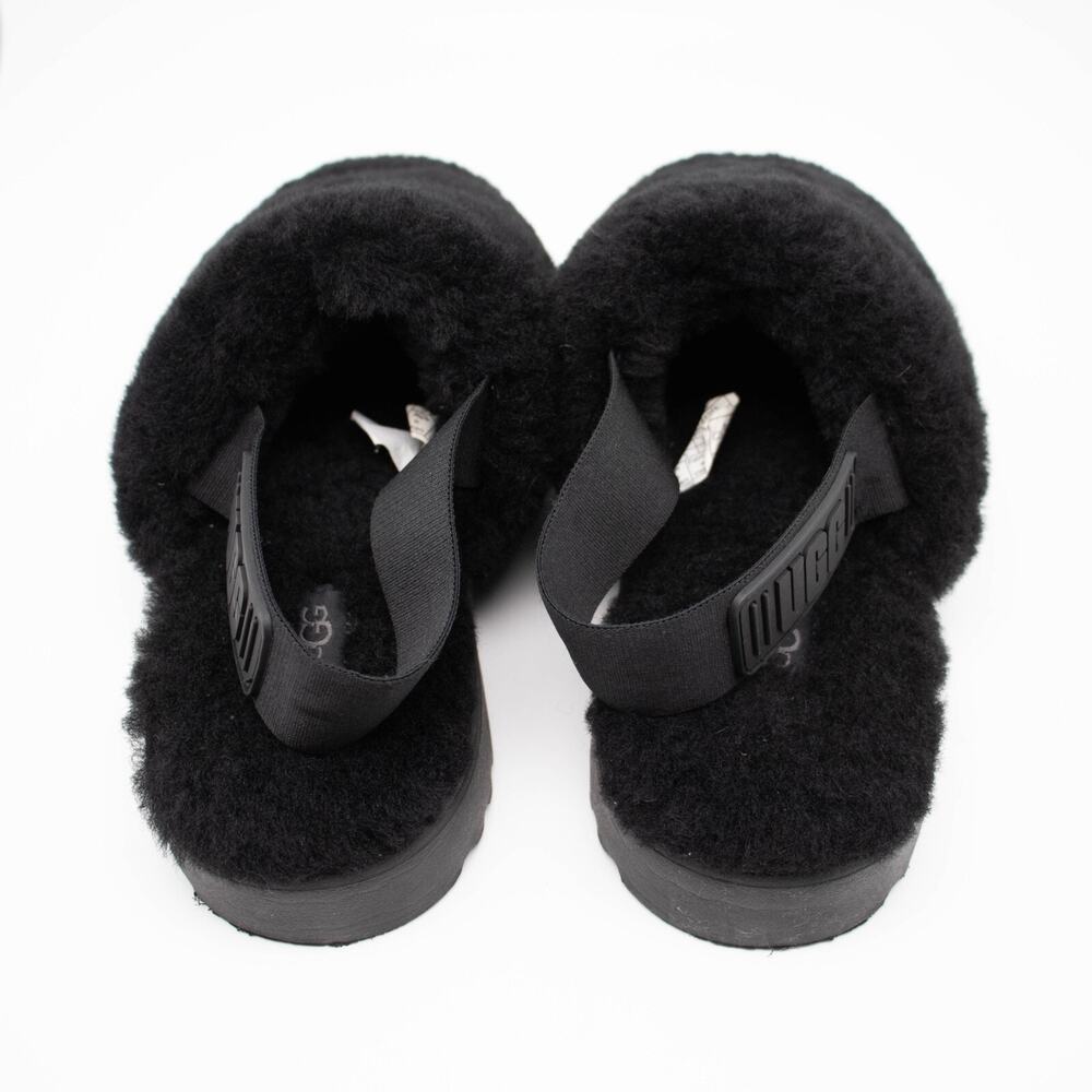 UGG Australia Womens SIZE 7 Super Fluff Black Shearling Slingback Slippers Shoes - Picture 5 of 6